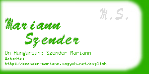 mariann szender business card